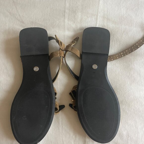 Zara Brown Suede Studded Sandals-size 8.5 - Picture 2 of 2